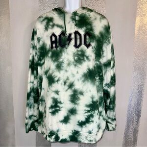 AC/DC Band Green White Tie-Dye Men's 2XL Sweatshirt Hoodie Rock Hippie Unisex